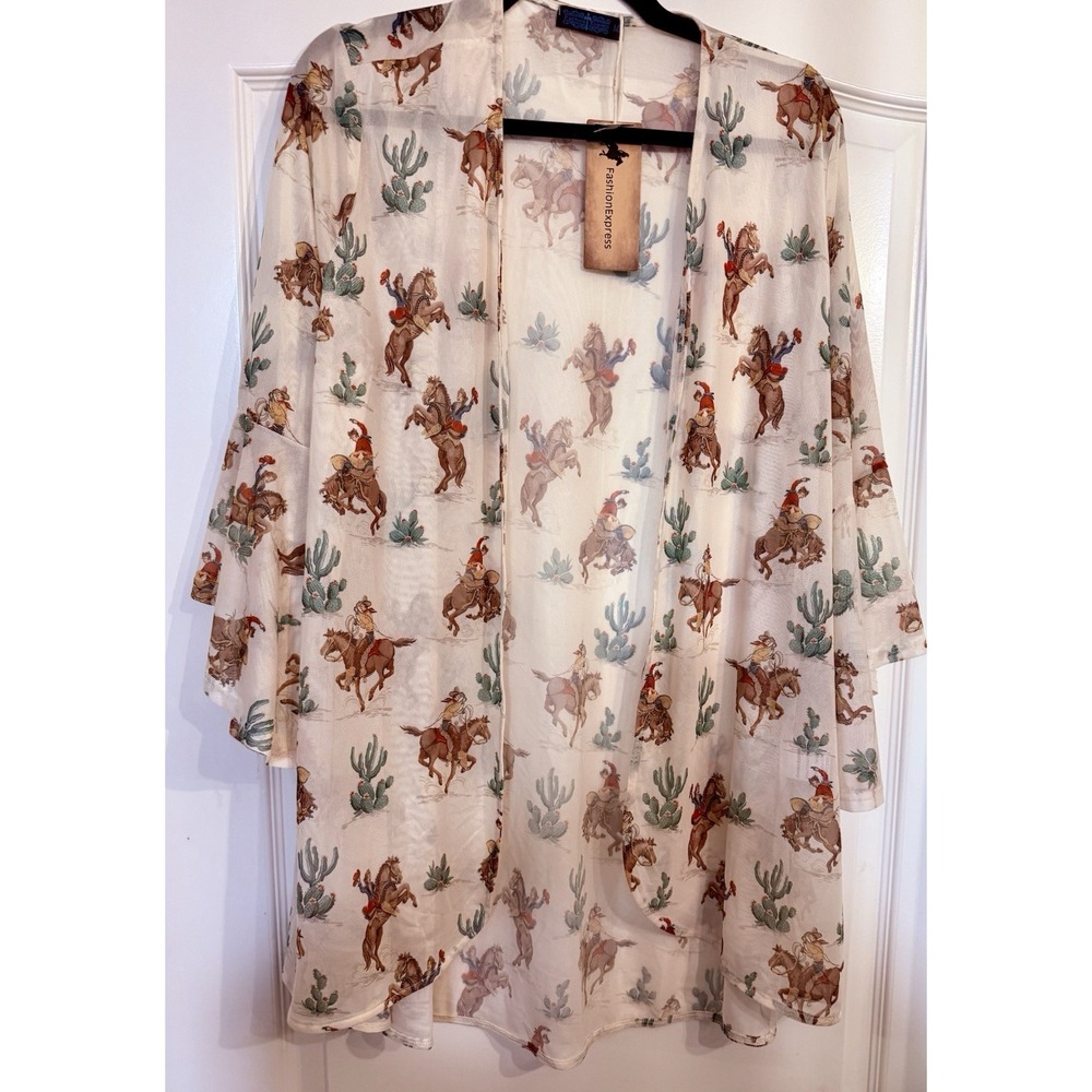 Vintage Cowgirl Showdown Cavender's Kimono Medium NWT Western Boho